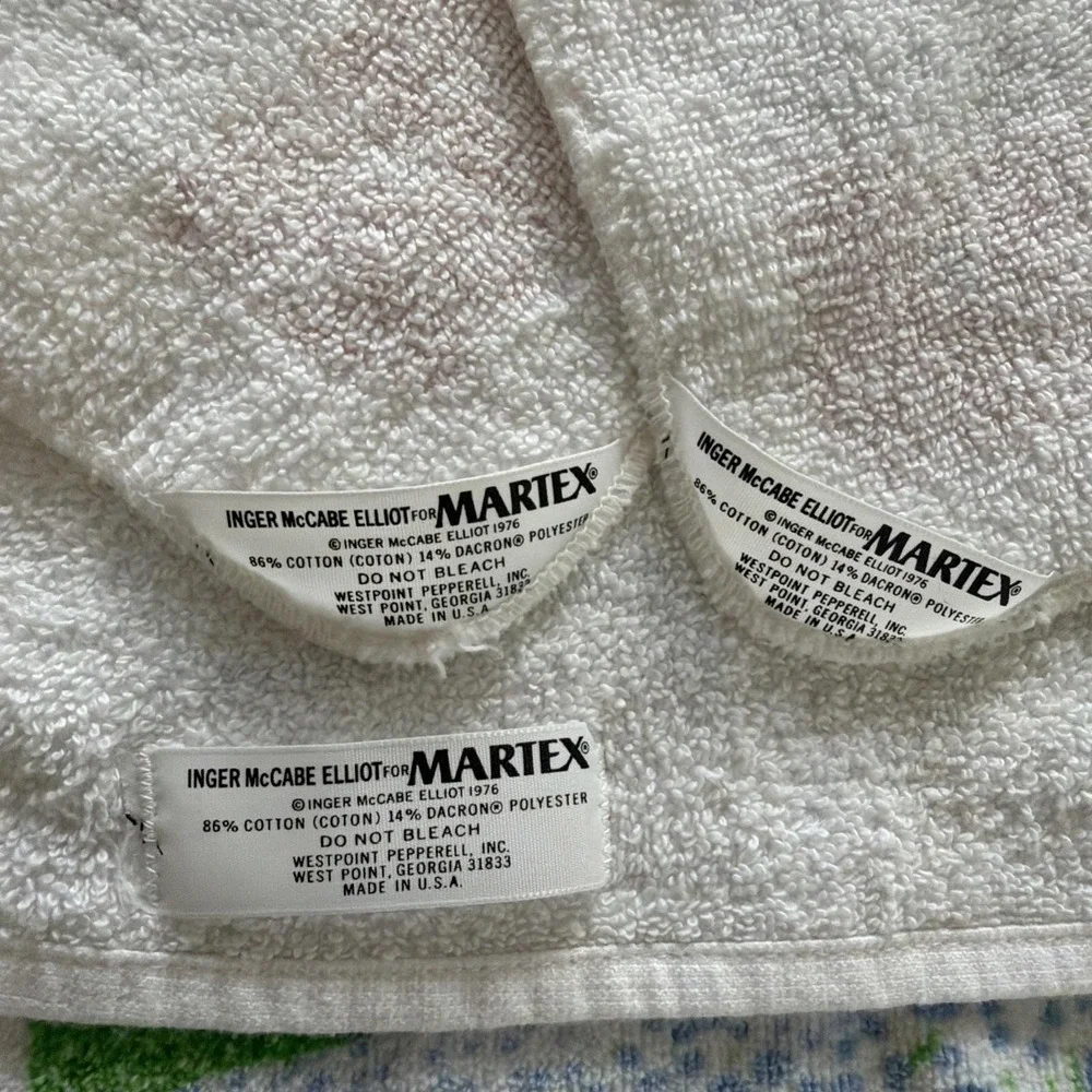 Set 3 Inger McCabe Elliott For Martex Spring Valley 1-Hand Towel 2-Face Towels‎